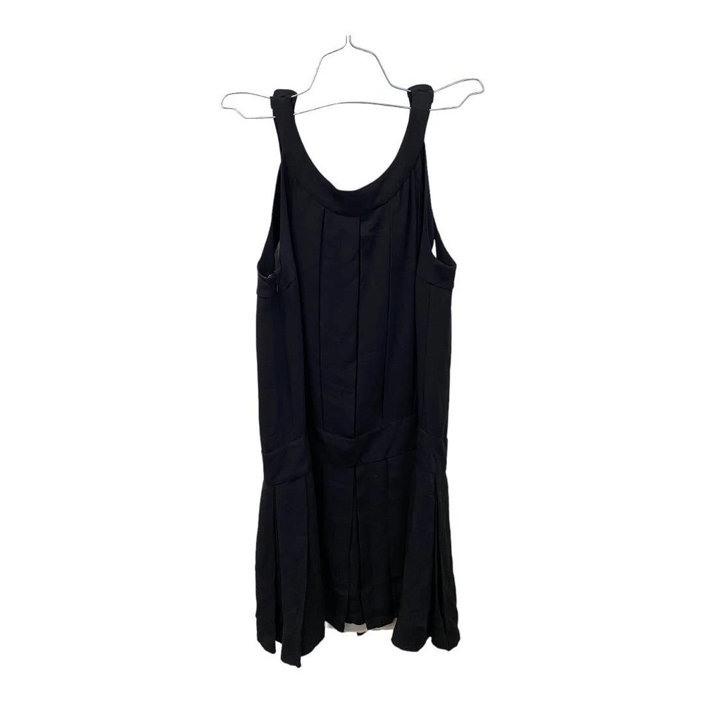 Marc by Marc Jacobs 100% Silk Dress 10 Black V-Neck Drop Waist Mini Pleated Chic - Picture 4 of 5